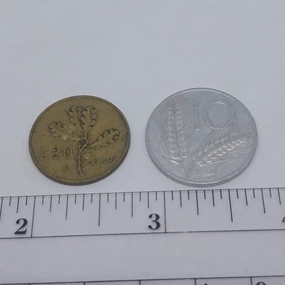 Lot of 2 1955 1958 Italy 10 + 20 Lire Repvbblica Italiana Coins Vintage Coinage - Image 1 of 2