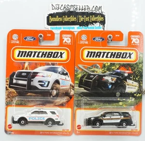 MATCHBOX 2022 LOT FORD 2016 INTERCEPTOR UTILITY  WHITE POLICE  BLACK KOOTENAI - Picture 1 of 1