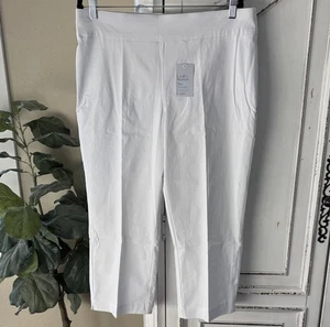 NWT Croft & Barrow Bright White Ladies Woven Capri Pants Size 16 Regular New - Picture 1 of 8