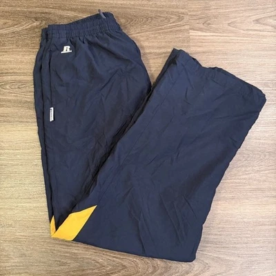 Russell Athletic Mens Navy Blue Yellow Track Pants XL Team Issue Athletic Fit - Image 1 of 4