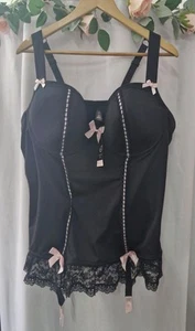 NWT LOVE HONEY BLACK PINK SEXY LINGERIE CAMI SUSPENDER BABYDOLL SIZE 5x 6x 20 22 - Picture 1 of 1