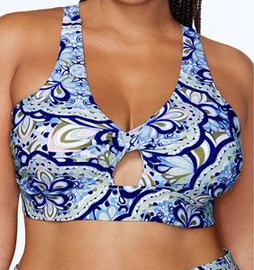 Raisins Curve Trendy Plus Size Via Keyhole Bra Bikini Top - Multicolor, 22W, $56 - Picture 1 of 6