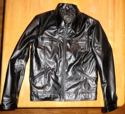 Men's Genuine Lambskin Leather Motorcycle Jacket Slim Fit Jacket Size Small - Image 1 of 4