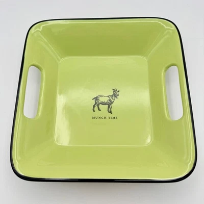 HALLMARK Munch Time prato de cabra verde quadrado bandeja de servir prato fazenda vintage - Imagem 1 de 4