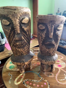 Handgeschnitzte Holz Bongo Trommeln - Bild 1 von 2