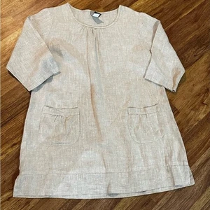 100% Linen Match Point Mini Dress in Tan - Picture 1 of 5