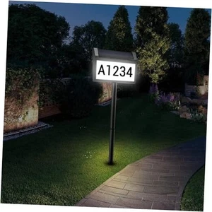 Solar House Number Sign, LED Illuminated Outdoor Address Plaque with Smart - Picture 1 of 7