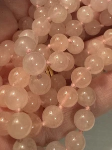Estate Vintage Pink Jade Jadeite Art Glass Bead Necklace Old Money Quiet Lux - Picture 1 of 9