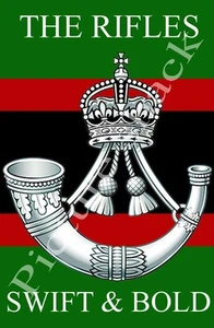 THE RIFLES KINGS CROWN CAP BADGE PRINTED ON A METAL SIGN 5 x 7 INCHES. - Picture 1 of 1