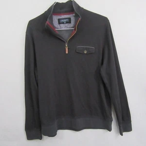 Ted Baker Mens Quarter Zip Sweatshirt Large (Size 5) Black Pullover Long Sleeve - Picture 1 of 9
