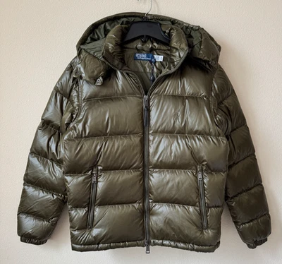Polo Ralph Lauren Glossy Down Puffer Jacket Canopy Olive Glossy S, XL - Image 1 of 4