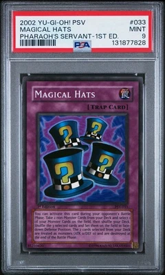 2002 Yu-Gi-Oh! Magical Hats Pharaoh's Servant PSV 1st Edition Super Rare PSA 9 - Image 1 of 2