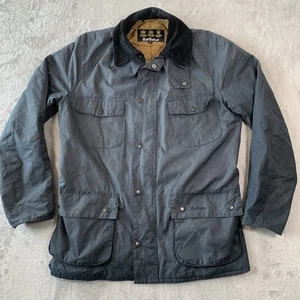 Barbour Wax Jacket Mens Medium Blue Padded Chore Utility Retail Frazer Quilted - Picture 1 of 18