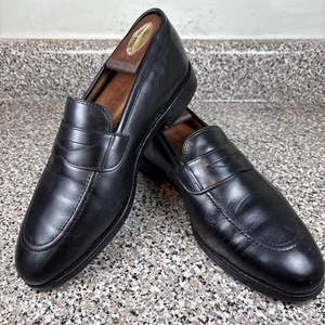 Mocasines Allen Edmonds Lake Forest 1030 de cuero negro con media correa Penny para hombre 9E - Imagen 1 de 23
