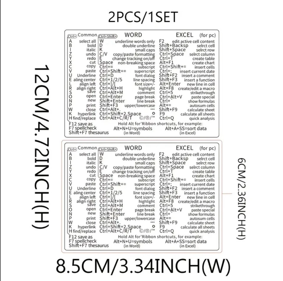 Word And Excel Shortcuts Transparent Stickers - Image 1 of 4