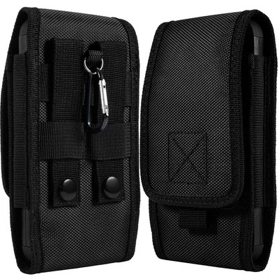 Universal Vertical Black Nylon Wallet Belt Hook Clip Holster 6.3" Case Cover - Image 1 of 4
