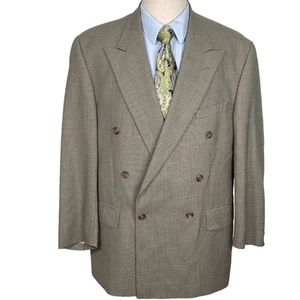 Ralph Lauren Blazer Men 46R Brown Double Breasted Check Classic Wool Jacket VTG - Picture 1 of 12