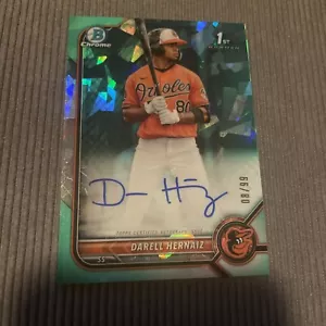 2022 Bowman Sapphire Darell Hernaiz 1st Auto BSPA-DHZ Orioles Prospect Teal /99 - Picture 1 of 2
