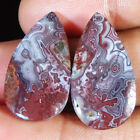 Natural Crazy Lace Pair Pear Cabochon Loose Gemstone 2710 Cts 13 X 26 X 4 Mm
