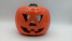 Vintage 1990s Ceramic Candle Holder Jack-o-Lantern Pumpkin Taiwan Halloween - Imagen 1 de 11