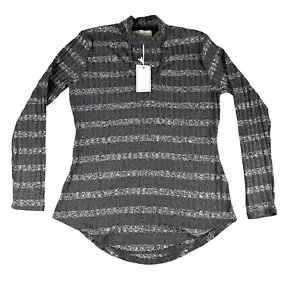 No Comment NY LA Shirt Women's Extra Large Black Striped Long Sleeve Blouse NWT - Picture 1 of 12