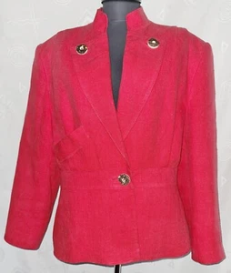 VINTAGE TRACHTEN TYROL OKTOBERFEST DIRNDL RED LINEN WOMENS JACKET COAT:US12/EU40 - Picture 1 of 6