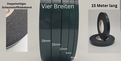 Doppelseitiges Schaumstoffklebeband Montageband Kfz Leiste 1mm dick 15 Meter - Bild 1 von 4