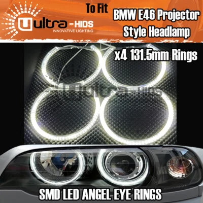 BMW XENON SMD ANGEL EYES FOR BMW E36 E46 E38 E39 131mm x 4 projector UK - Image 1 of 4