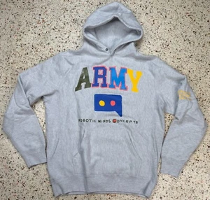Robotic Minds Rare Men's Army Spellout Long Sleeve Hoodie Size Medium - Picture 1 of 9