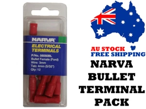 Narva 56050BL Insulated Bullet Terminal Pack 2.5-3mm Wire 4mm DIA Auto Elec - Foto 1 di 1