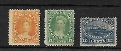 Canada: New Brunswick; 1860; Scott 7+8+10, mint and used, EBCA005 - Image 1 of 2