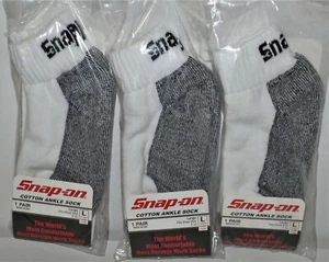 3 PAIRS Men's WHITE Snap-On Ankle Socks LARGE *FREE SHIPPING* MADE IN USA *NEW* - Picture 1 of 6