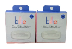 Billie 5-Blade Razor Refills - 2 Boxes 4 Cartridge Heads Each - New - Picture 1 of 3