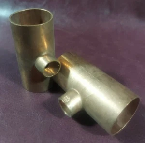 Lot of 2 - 1" x 1" x 3/8" CxCxC Reducing Tee. Mueller Streamline W 04052 Copper - Picture 1 of 3
