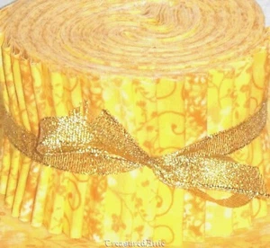 Jelly Roll Strips Quilting Fabric 20~2.5" Yellow Mix 100% Cotton Quilt Strips - Picture 1 of 3