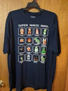 Navy Blue Super Mario Bros. with game characters T-shirt size - 3x/ 3XG / 54/56 - Picture 1 of 2