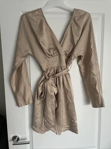 Size 10 Pretty Little Thing Gold/Beige Dress - Picture 1 of 1
