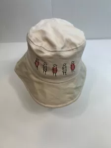 Children's Cotton Bucket Hat Size L/XL Beige with Penguins- Adorable! - Picture 1 of 8