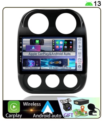 128GB Carplay Android 14 For Jeep Patriot Compass 2009-16 Radio Stereo GPS Navi - Image 1 of 4