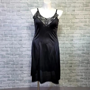 Vintage Maidenform 38 Full Black Slip Lingerie Something Special Nylon Lace - Picture 1 of 9