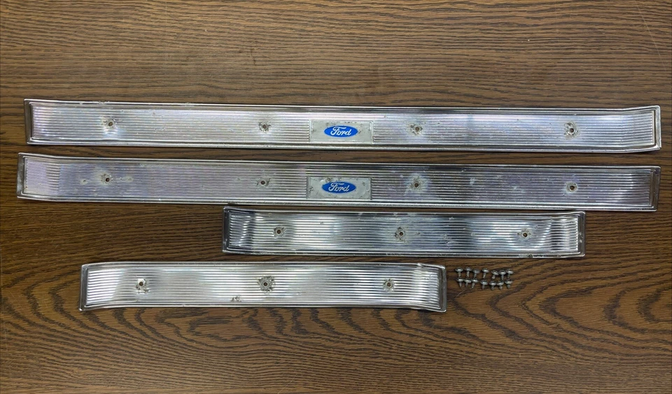 88–91 Ford LTD Crown Victoria Door Sill Scuff Plate Trim Set OEM - Image 1 of 4