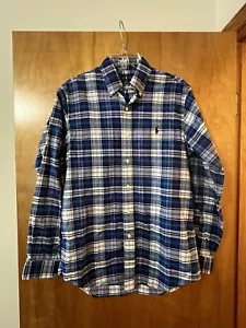 Ralph Lauren Classic Fit Performance Blue Plaid Button Down Shirt Men’s Small - Picture 1 of 10