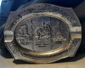 VINTAGE BULL FIGHTER ASHTRAY Souvenir of Juarex Mexico, Silver plated, 1951 - Picture 1 of 6