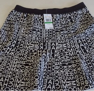 NEW! Michael Kors Patterned Black/ White Woman’s Large MK Mini Sweater Skirt - Picture 1 of 5