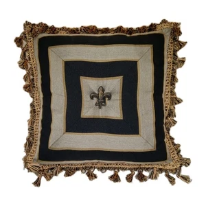 French Fleur De Lis Pillow Cushion Hand Sewn European Elegant Boudoir - Picture 1 of 6