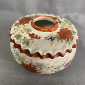 Vintage Porzellan handbemalt Haar Empfänger/Schminktisch Kommode Glas Japan - Bild 1 von 5