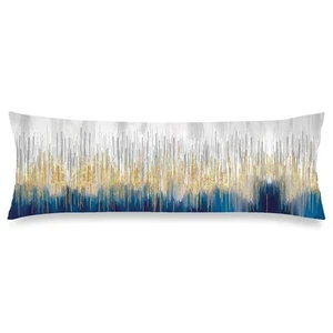 Blau Grau und Gold Kunst Malerei Körper Kissenbezug Abstrakt Langer Kissenbezug Wi... - Bild 1 von 5