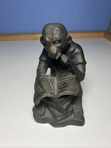 Gusseisen Affe Lesebuch Figur Buchstütze - Bild 1 von 6