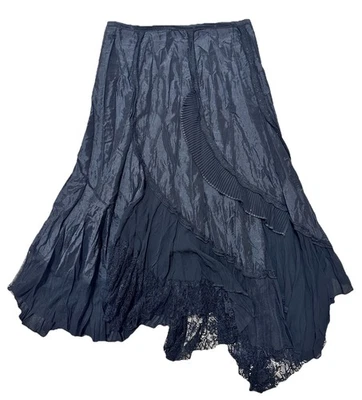 Falda Asimétrica Joseph Ribkoff Drapeada Negra Talla 8 Capricho Bruja Gótica Foto 1 de 4