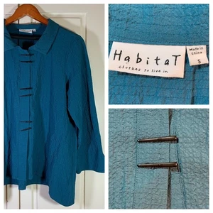 Habitat Clothes to Live In Teal Textured Jacket Womens Small Office Church Artsy - Picture 1 of 13